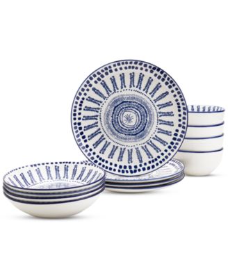 Haven - Blue Mykonos 12-Pc. Dinnerware Set, Service for 4
