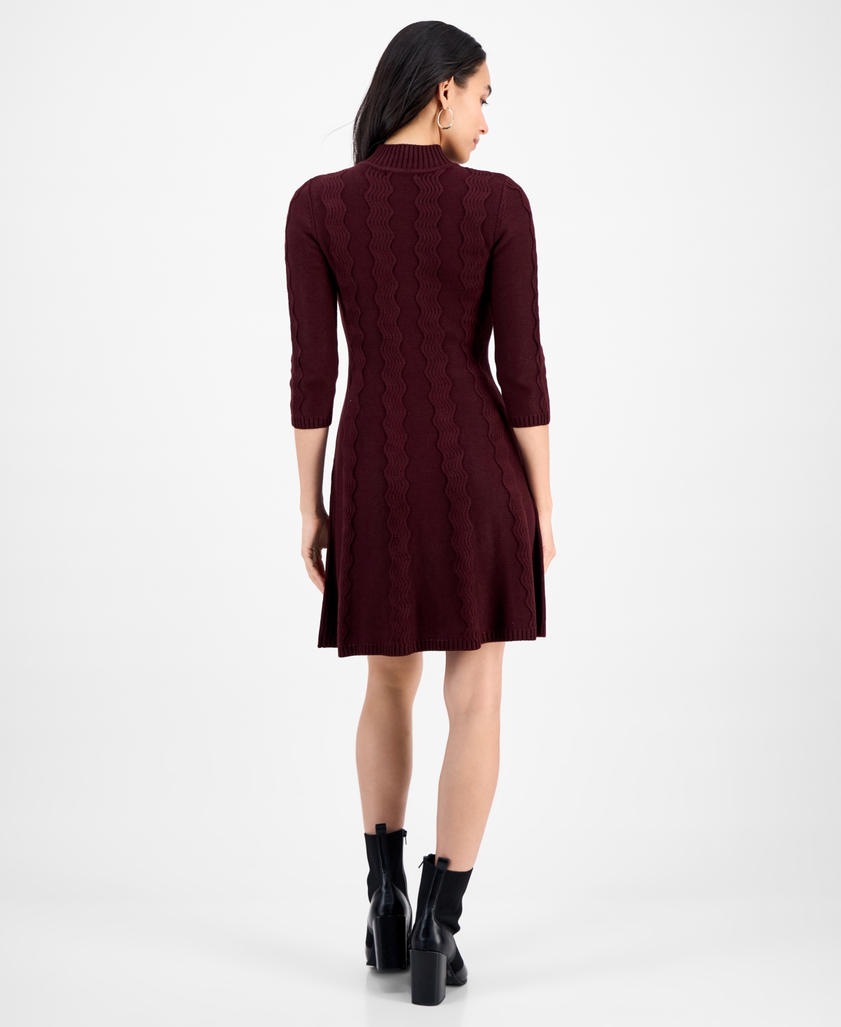 Sandra Darren Petite Textured Mock Neck Sweater Dress