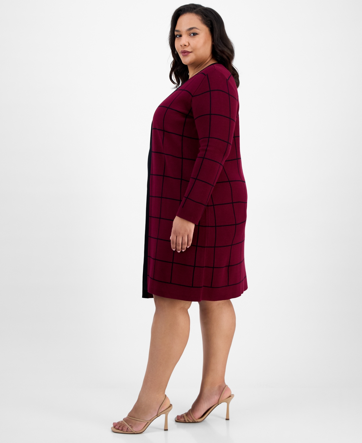 Sandra Darren Plus Size Layered-look Sweater Dress In Red