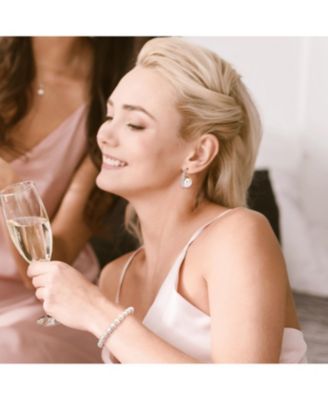 Classic Simple 7.5-8 MM White Freshwater Cultured Pearl Hand Knotted Strand Bracelet Sterling Silver