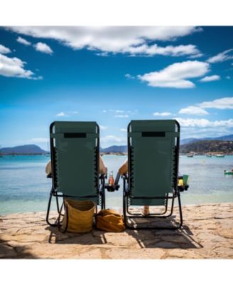 Outdoor Patio Zero Gravity Chair - Reclining Lounge Chairs with Pillows & Cup Holders