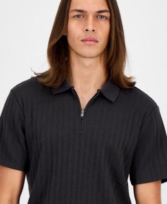Men's Grady Short Sleeve Textured Quarter-Zip Polo Sweater