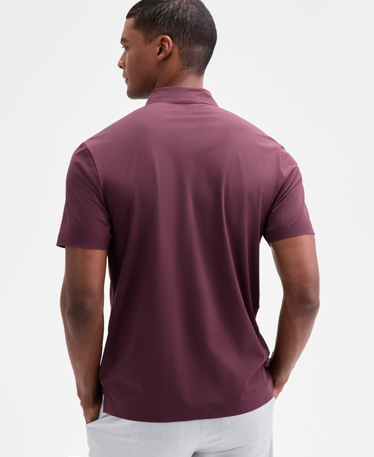 Alfani Men's Laser Cut Short Sleeve Performance Polo Shirt, Exclusively At Macy's In Purple