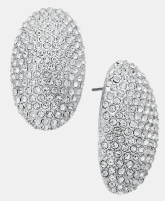 Pav&eacute; Oval Drop Earrings