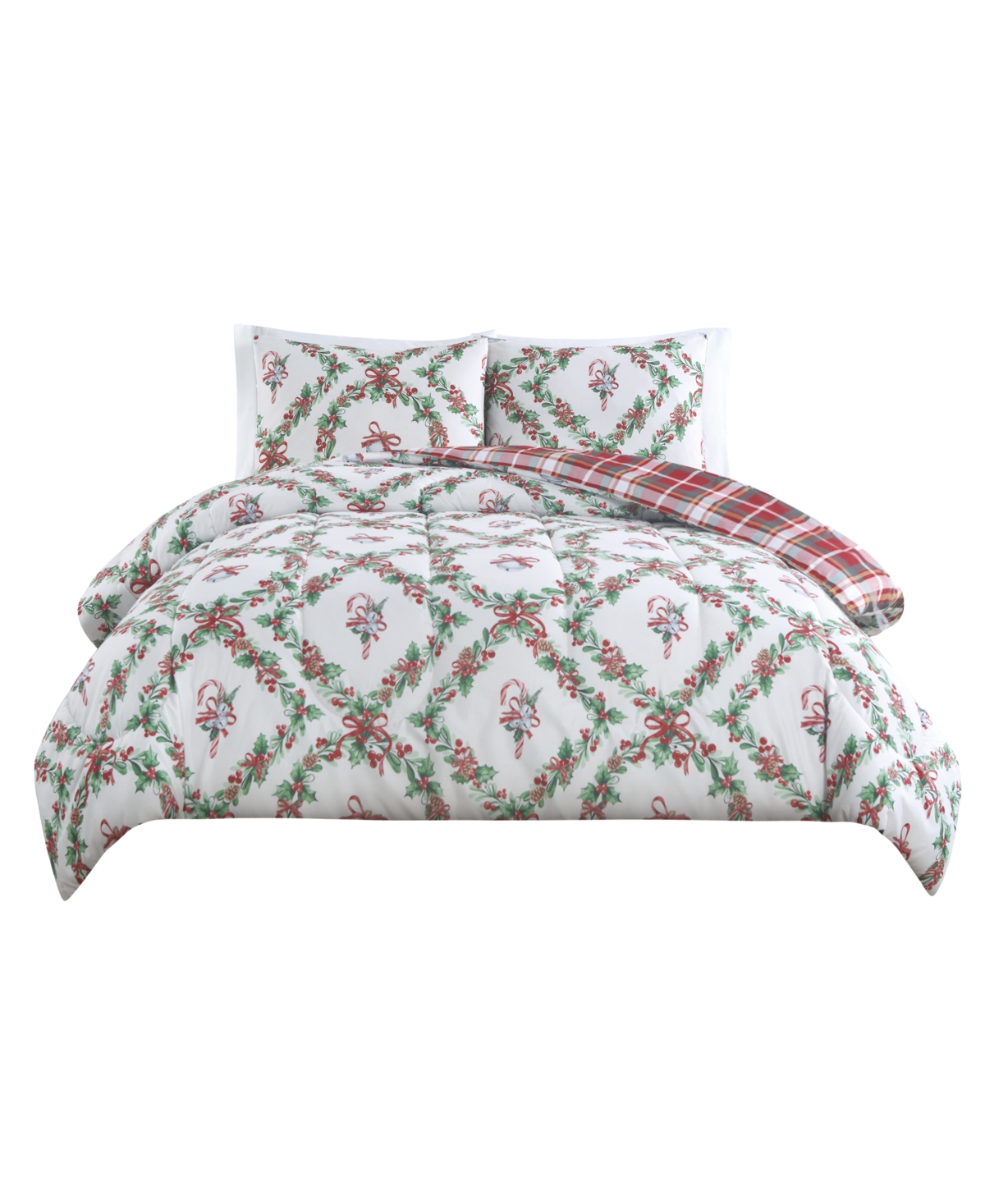 Westport Home Enchante Wreath With Bow Reversible 3-pc. Comforter Sets, Created For Macy's In Multi