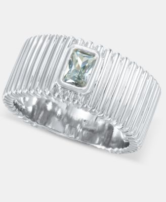 Cubic Zirconia Textured Band Ring