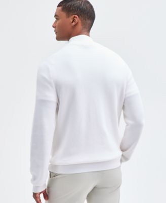 Men's Long Sleeve Zip-Front Zig-Zag Textured Sweater, Macy's Exclusive
