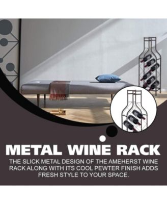 - 12 Bottles Freestanding Floor Metal Wine Rack Wine Bottle Holders Stands for Home with Bottle Shape Bar Stand for Liquor, Pewter