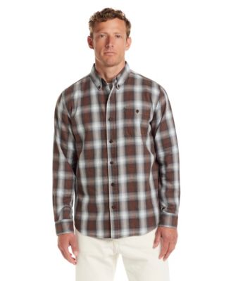 Men's Long Sleeve Button-Down Burnout Plaid Flannel Shirt