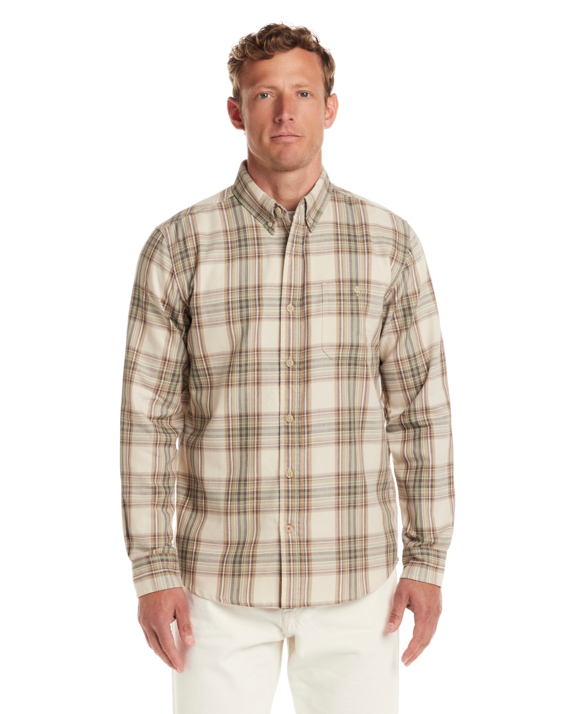 Weatherproof Vintage Men's Long Sleeve Button-down Burnout Plaid Flannel Shirt In Multi