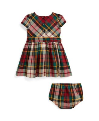 Baby Girls' Plaid Twill Dress and Bloomer