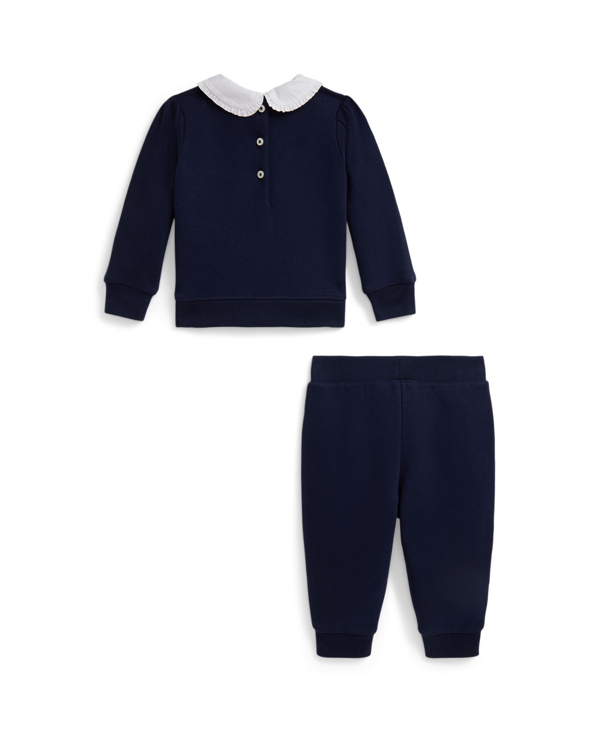 Polo Ralph Lauren Baby Girls 2-piece Argyle-logo Fleece Sweatshirt And Pants Set In Blue