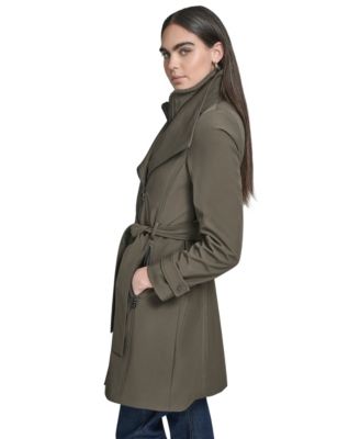 Petite Belted Long-Sleeve Wrap Coat