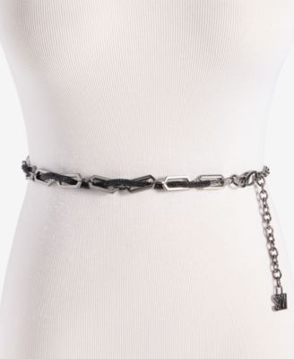 Steve Madden - Rhinestone Rope Laced Chain Belt