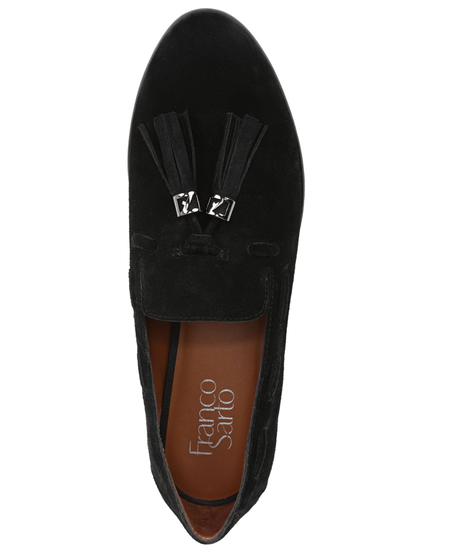 Женские туфли Franco Sarto Hartlie Round Toe Low Profile Tassel, цвет: Чёрный замшевый — фото 4