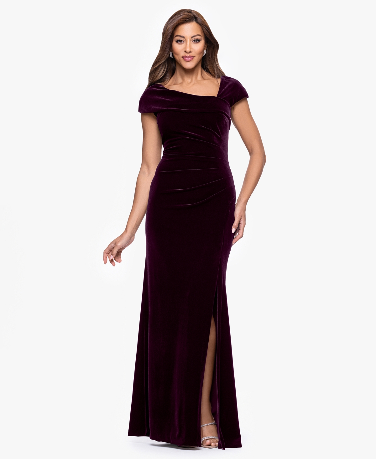 Xscape Womens Asymmetric Polyester Evening Dress In Black