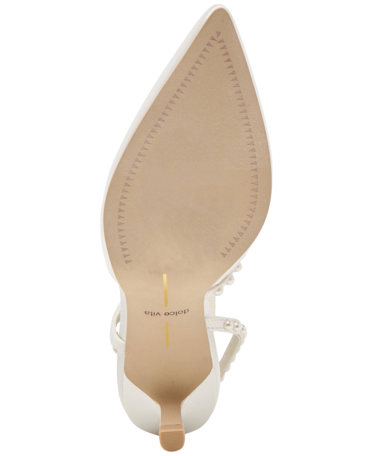 Dolce Vita Women's Kamra Pearl Mid Satin Strappy Kitten Heel Pumps In White