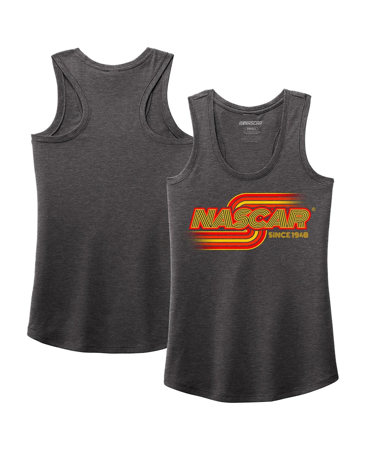 Nascar Women's Heather Charcoal Name Number Racer Back Tri-blend Tank Top In Gray