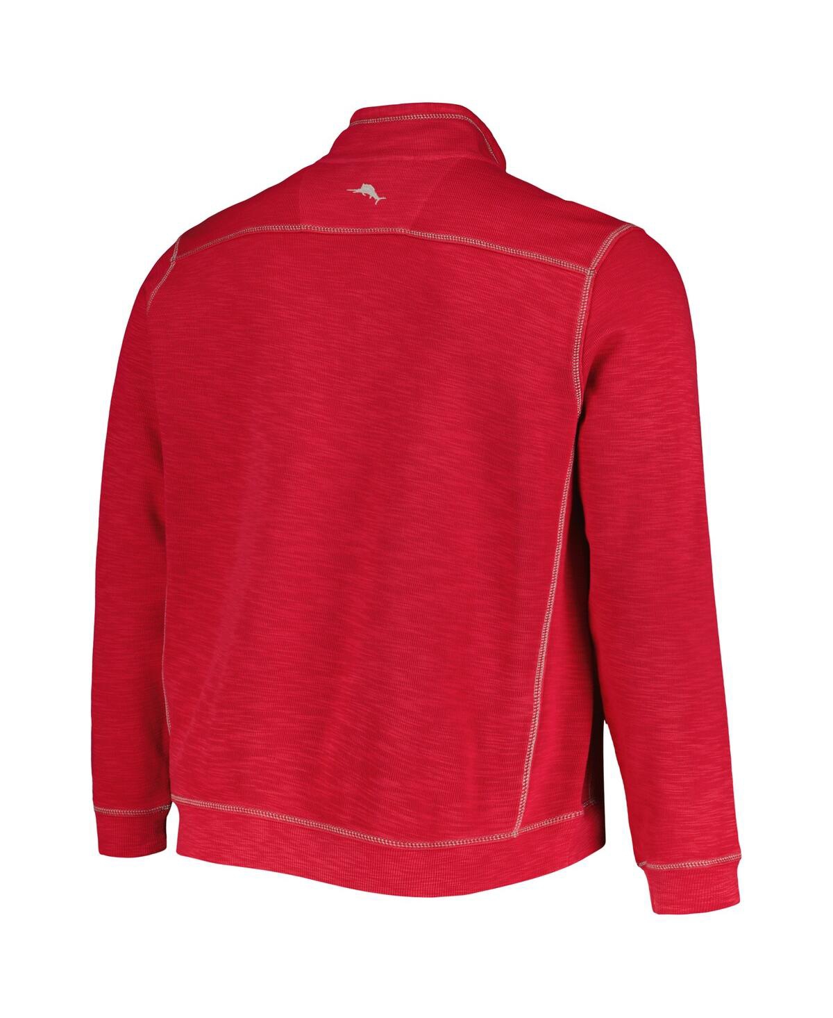 Tommy Bahama Men's Cardinal Arkansas Razorbacks Sport Tobago Bay Tri-blend Mock Neck Half-zip Jacket In Red