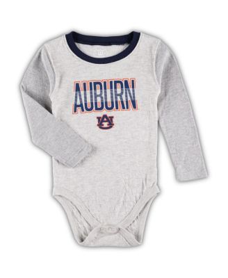 Baby Boys and Girls Heather Gray Auburn Tigers Jie Long Sleeve Bodysuit and Pants Set