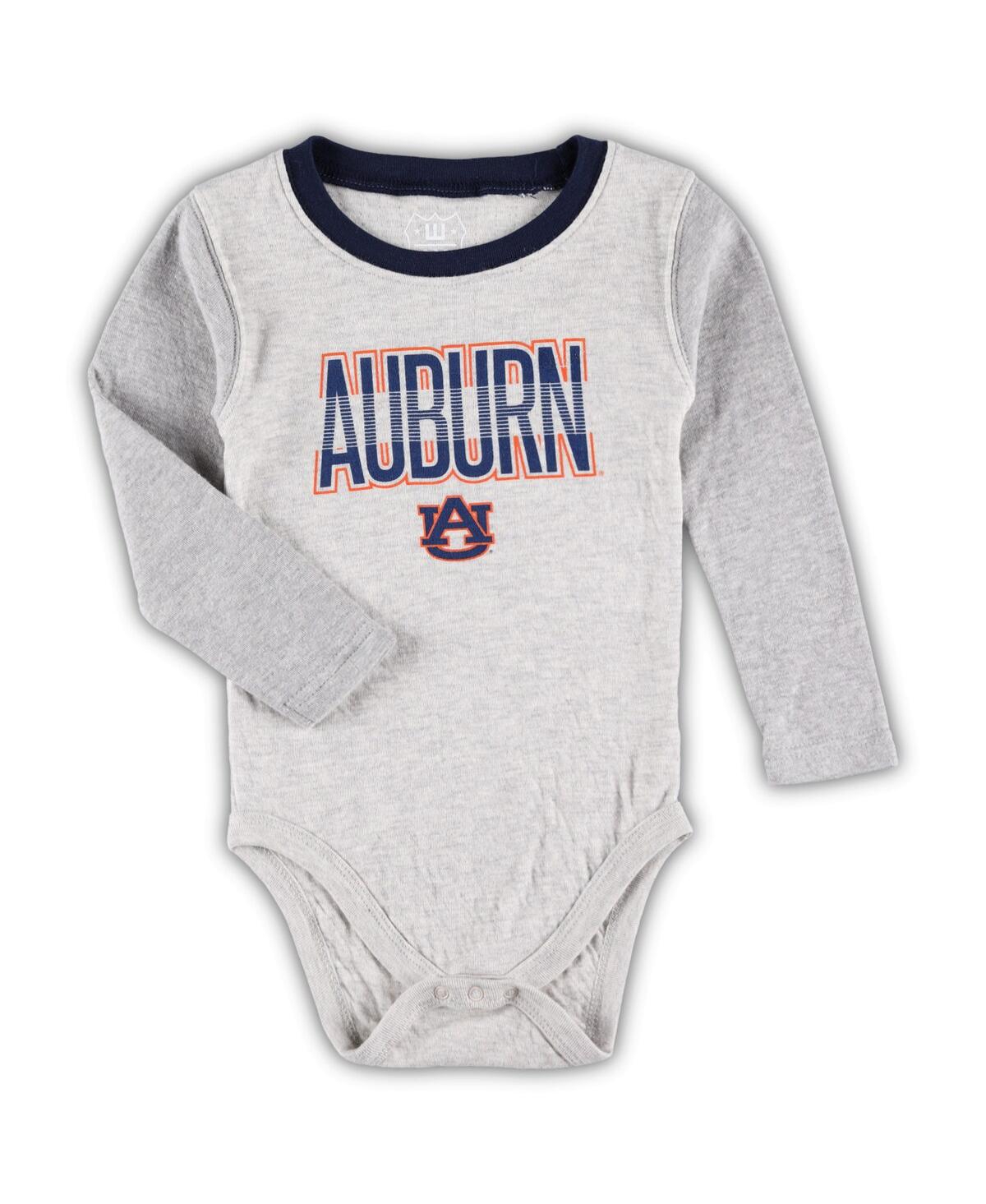 Wes & Willy Baby Boys And Girls Heather Gray Auburn Tigers Jie Long Sleeve Bodysuit And Pants Set In Gray