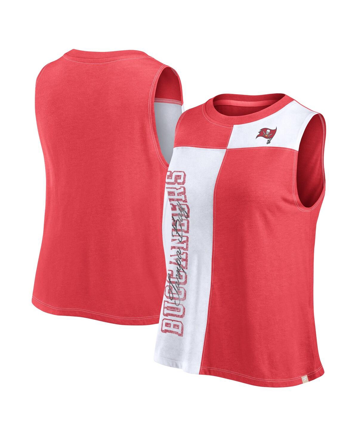 Fanatics Women's Red/white Tampa Bay Buccaneers Script Color Block Tank Top In Multi