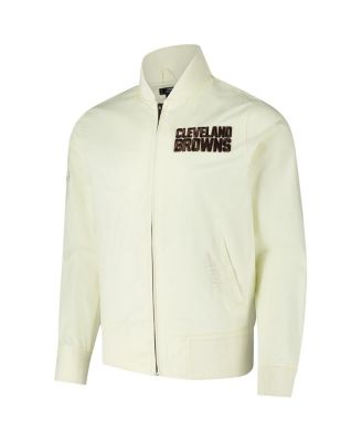 Men's Cream Cleveland Browns Triple Tonal Full-Zip Twill Jacket