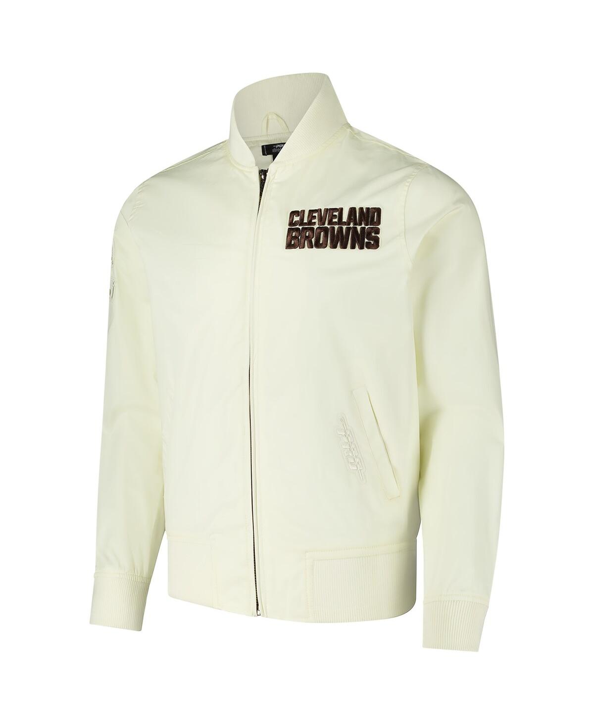 Pro Standard Men's Cream Cleveland Browns Triple Tonal Full-zip Twill Jacket In Neutral
