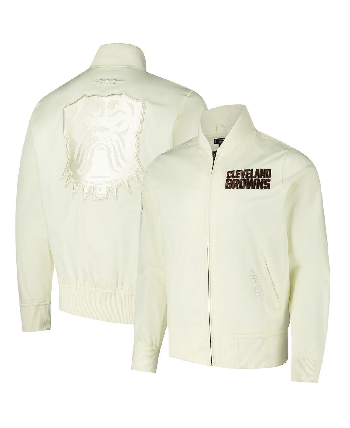 Мужская кремовая саржевая куртка Cleveland Browns с тройной застежкой-молнией в тон