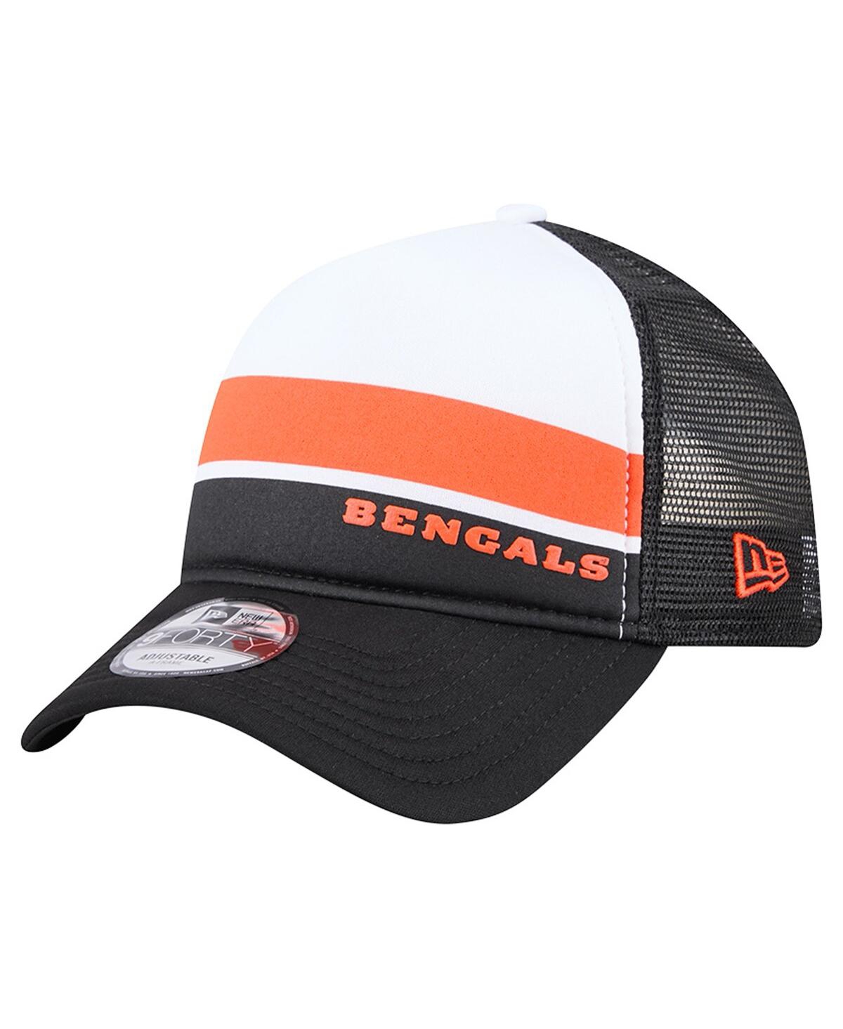New Era Preschool Black Cincinnati Bengals Sport Night Color Block 9forty A-frame Trucker Adjustable Hat In Black