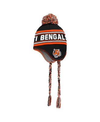 Preschool Black Cincinnati Bengals Jacquard Tassel Knit with Pom Hat