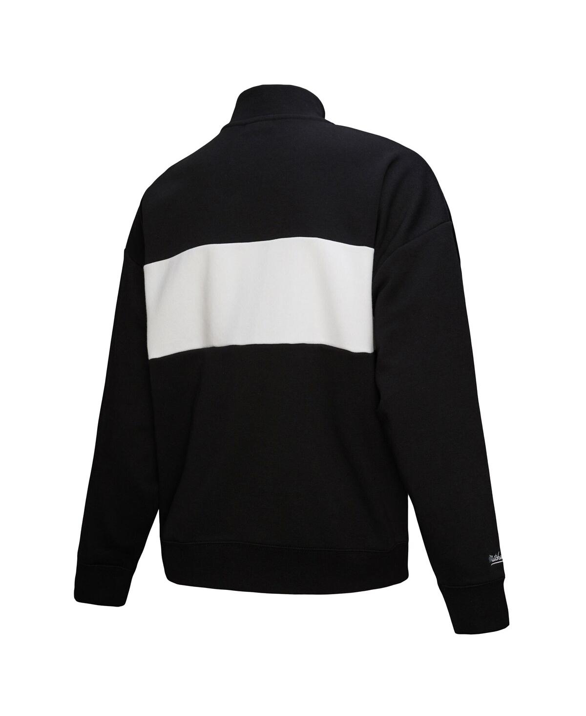 Mitchell & Ness Black Oakland Raiders Quarter-zip Jacket In Black