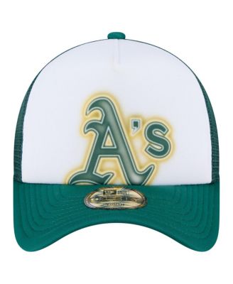 Toddler White/Green Athletics Painted A-Frame 9FORTY Trucker Adjustable Hat