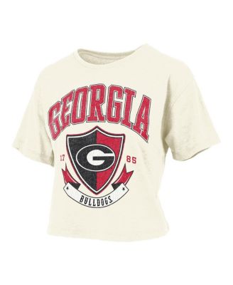 Women's Cream Georgia Bulldogs Buckler Vintage Cropped T-Shirt