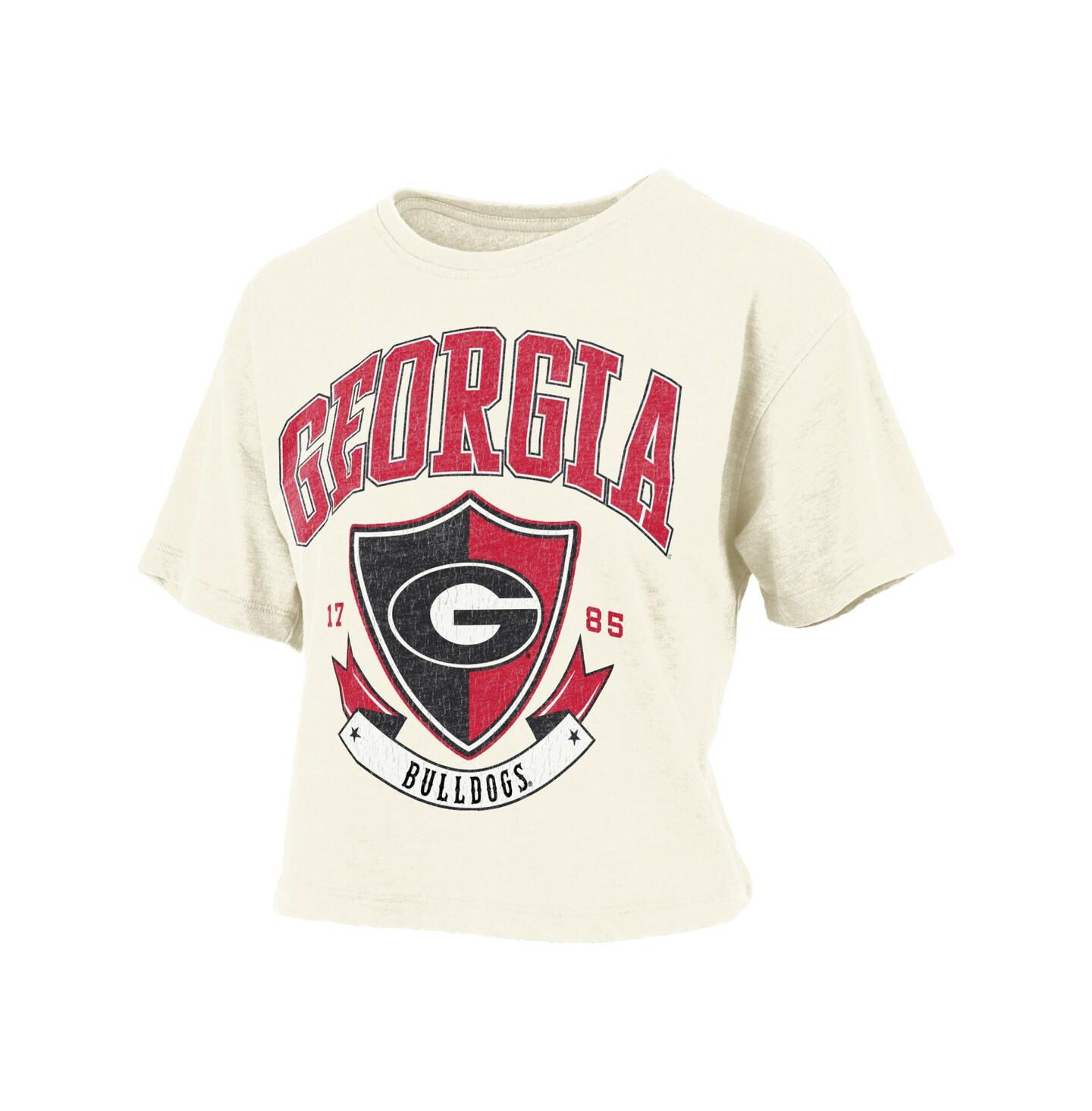 Женская футболка Pressbox Cream Georgia Bulldogs Buckler Vintage Cropped — фото 2
