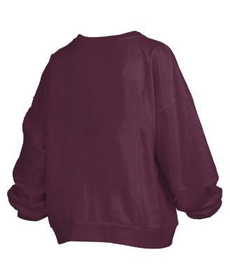 Women's Maroon Texas A&M Aggies Janise Arch Over Logo Waist Length Oversized Pullover Sweatshirt