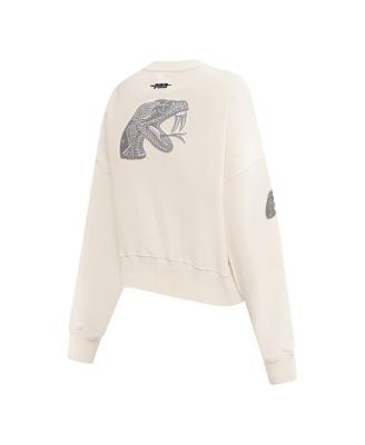 Women's Cream Florida A&M Rattlers French Terry Boxy Cropped Pullover Crewneck Top