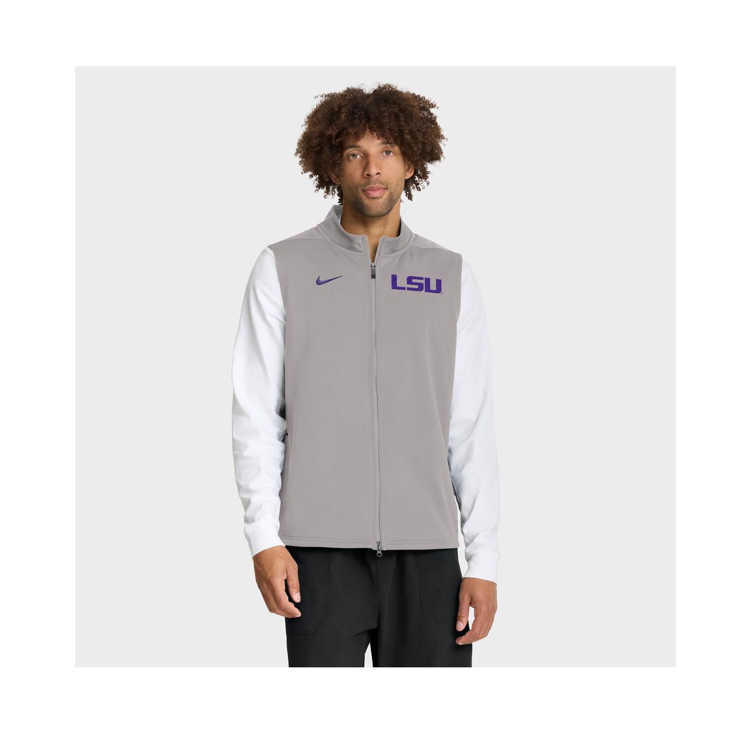 Men's Gray LSU Tigers Primetime Victory Performance Full-Zip Vest