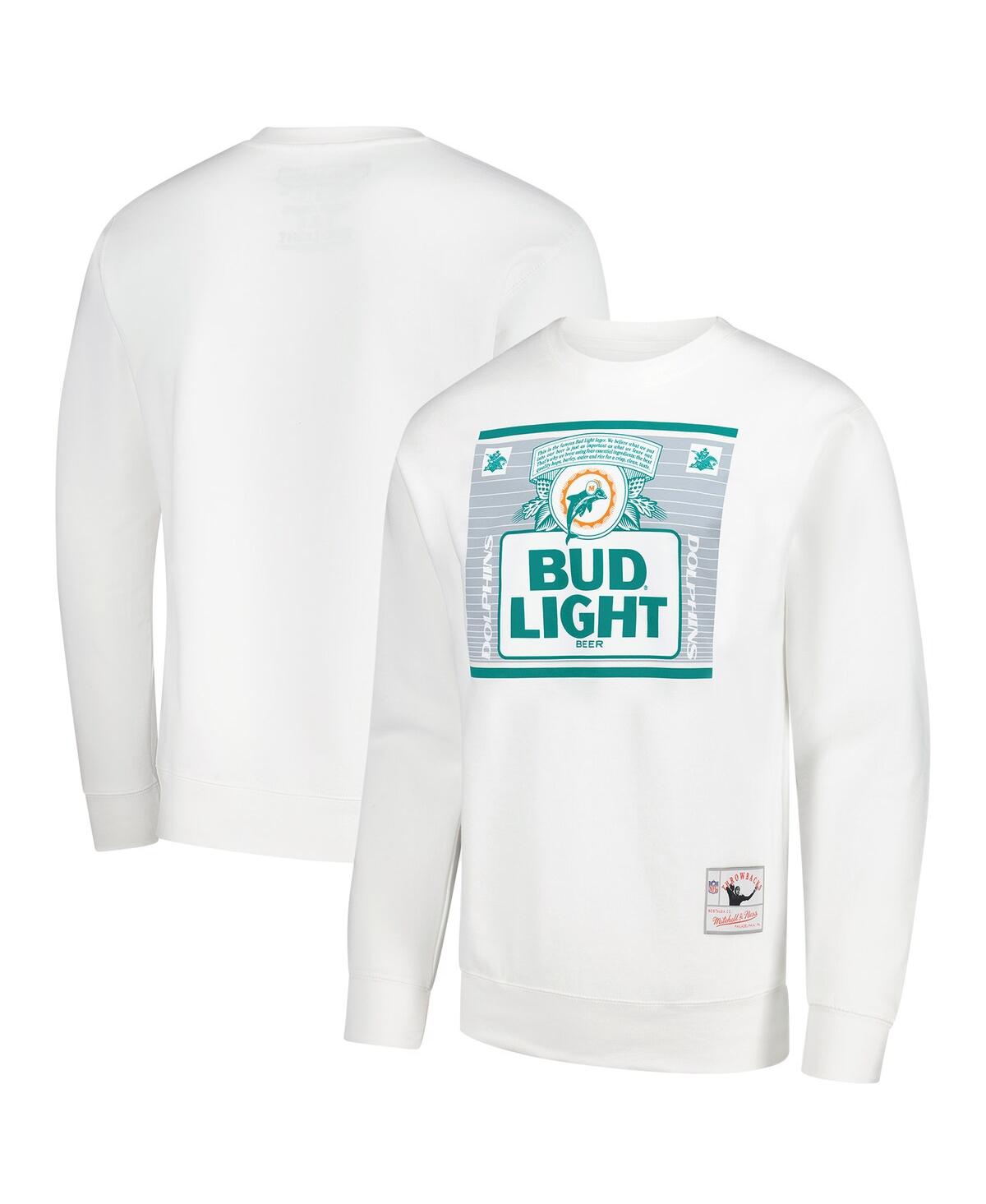 Mitchell & Ness Men's X Bud Light White Miami Dolphins The Crest Pullover Sweatshirt In White