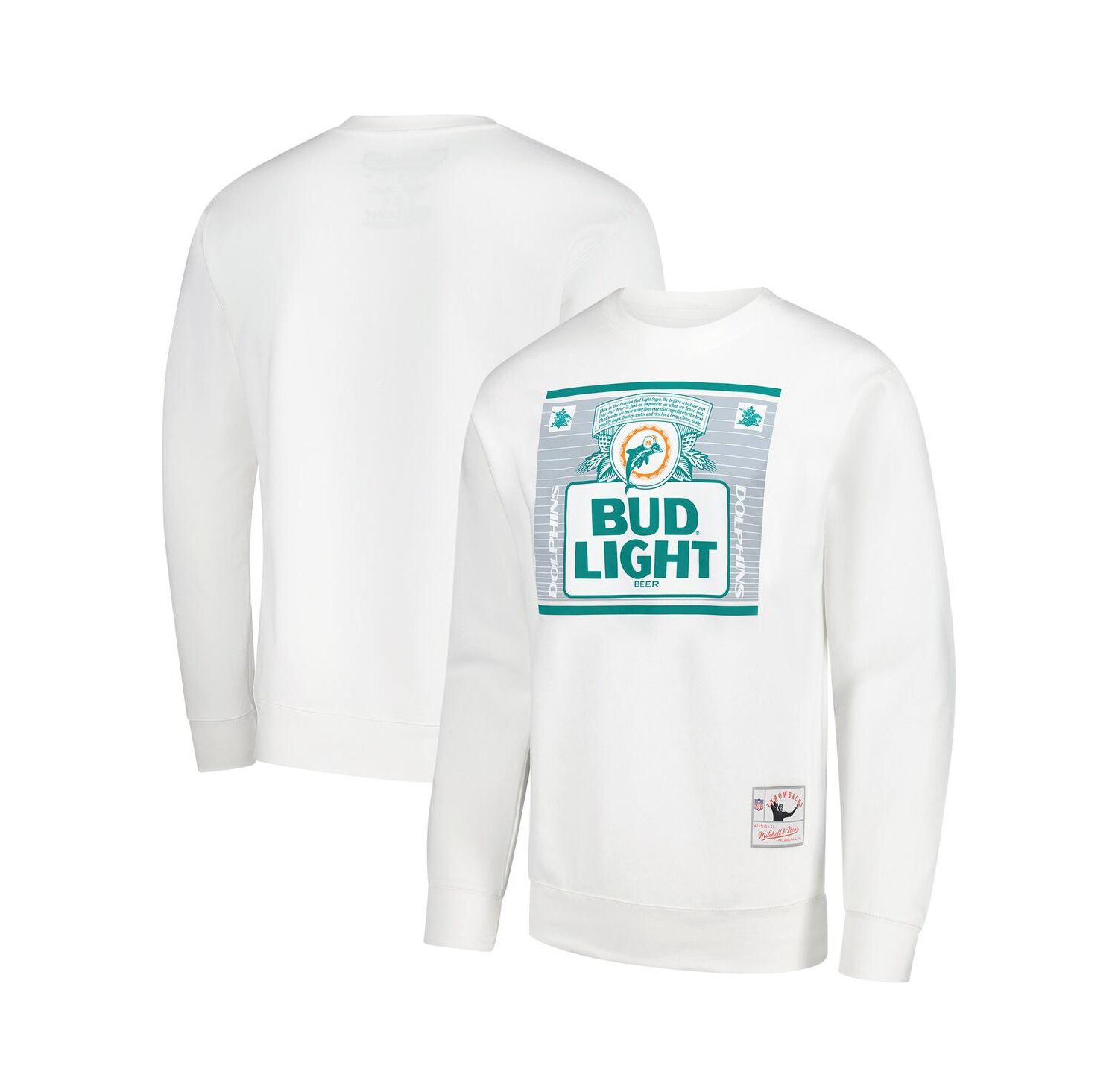 Men's x Bud Light White Miami Dolphins The Crest Pullover Sweatshirt