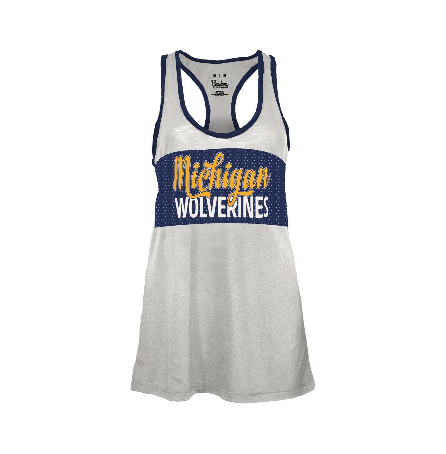 Женский топ Pressbox White/Navy Michigan Wolverines Tracy Racerback Burnout — фото 3