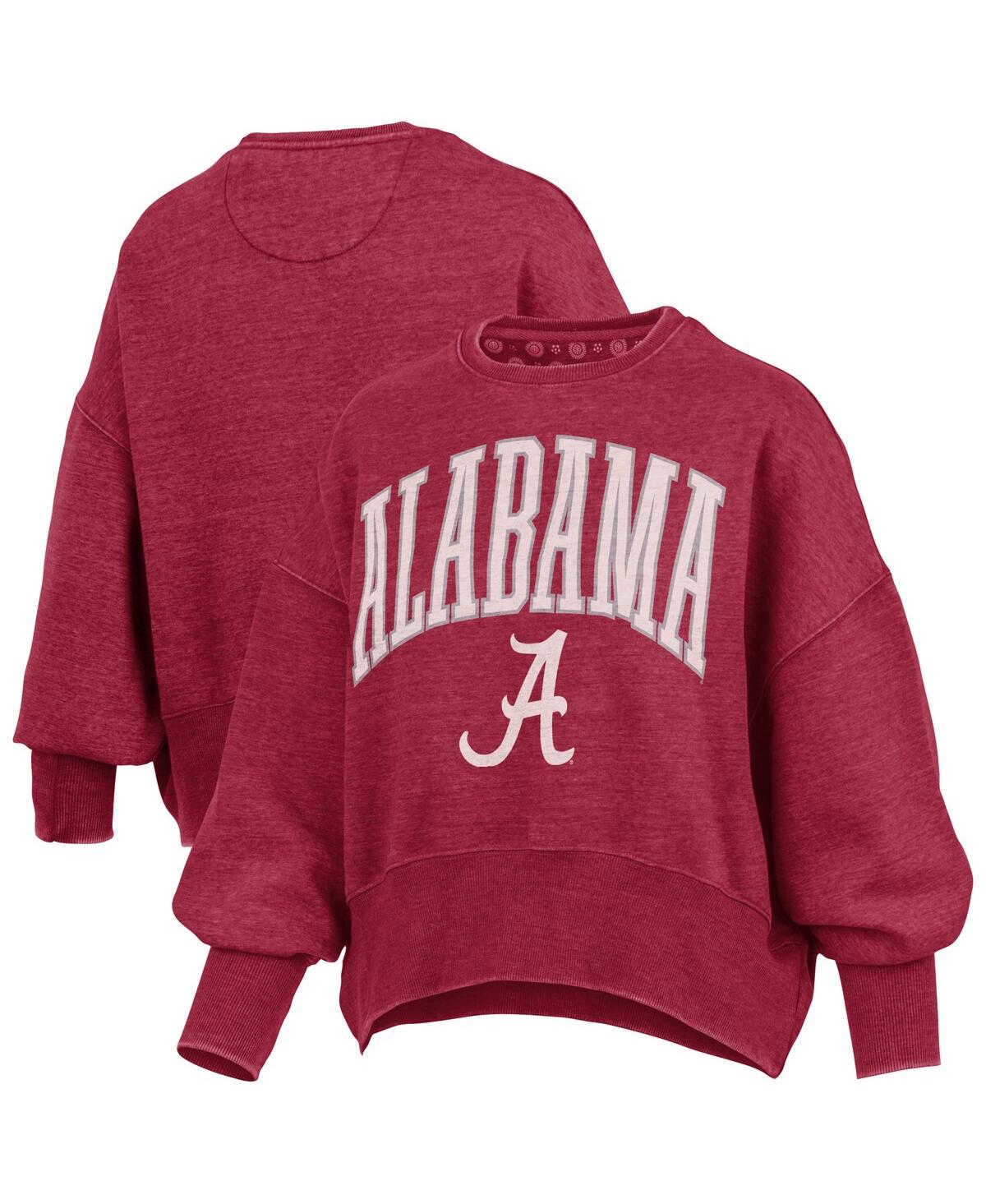 Pressbox Crimson Alabama Crimson Tide Oversized Waist-length Crewneck Sweatshirt In Red