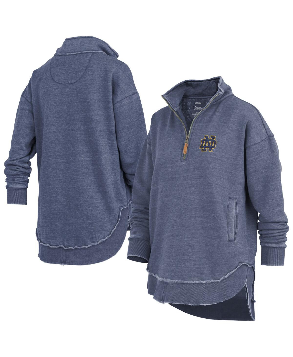 Pressbox Women's Navy Notre Dame Fighting Irish Northfork Sojourn Poncho Quarter-zip Sweatshirt In Blue