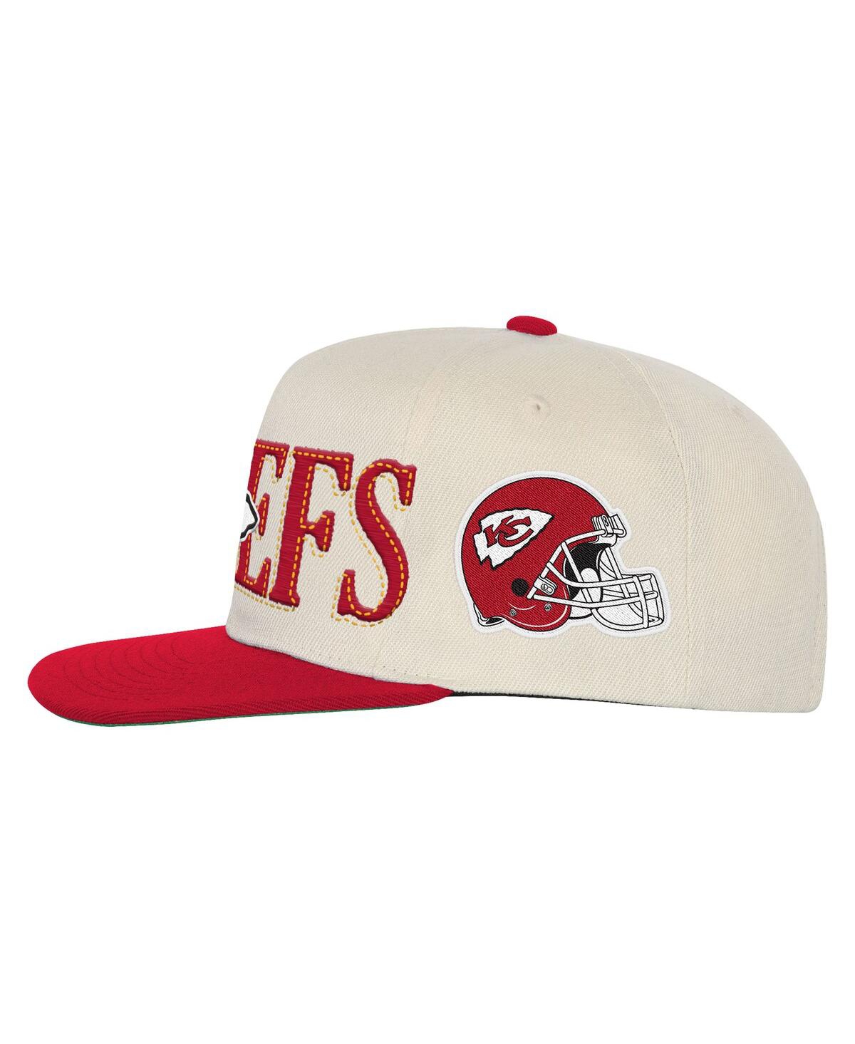 Mitchell & Ness Big Boys And Girls Cream/red Kansas City Chiefs Across The Board Vintage Snapback Hat In White