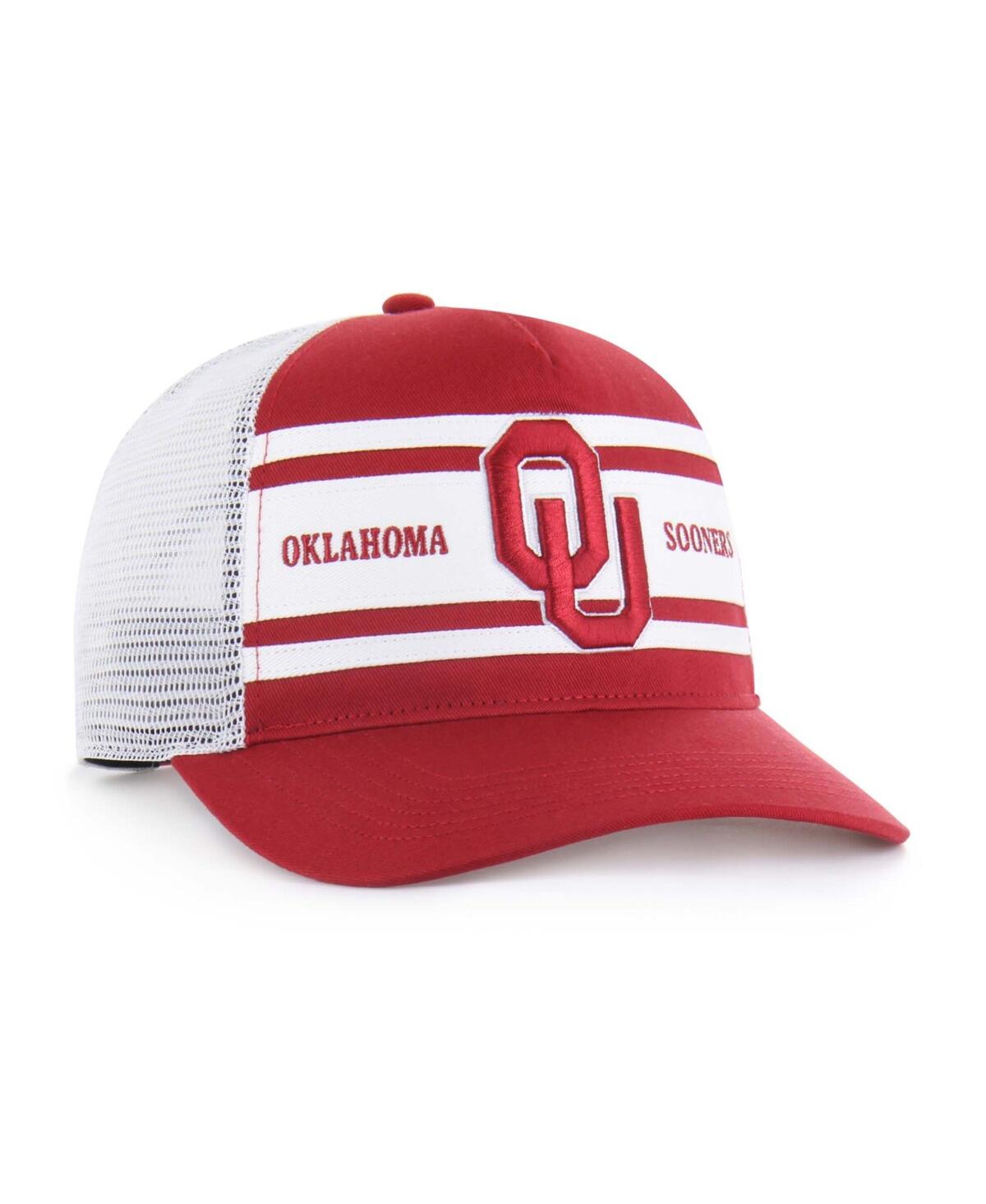 47 Brand Big Boys And Girls Crimson/white Oklahoma Sooners Super Stripe Hitch Adjustable Trucker Hat In Red