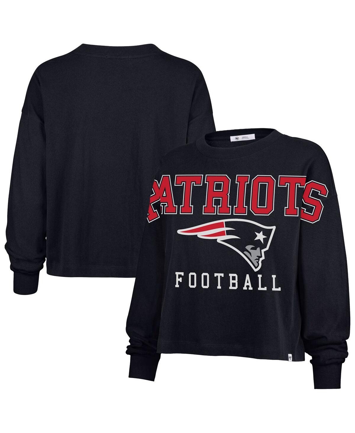 47 Brand Women's Navy New England Patriots Outreach City Oversized Long Sleeve T-shirt In Blue