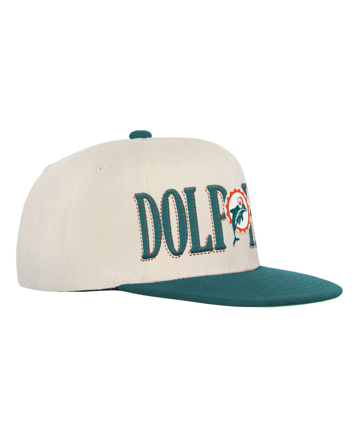 Mitchell & Ness Big Boys And Girls Cream/aqua Miami Dolphins Across The Board Vintage Snapback Hat In Multi