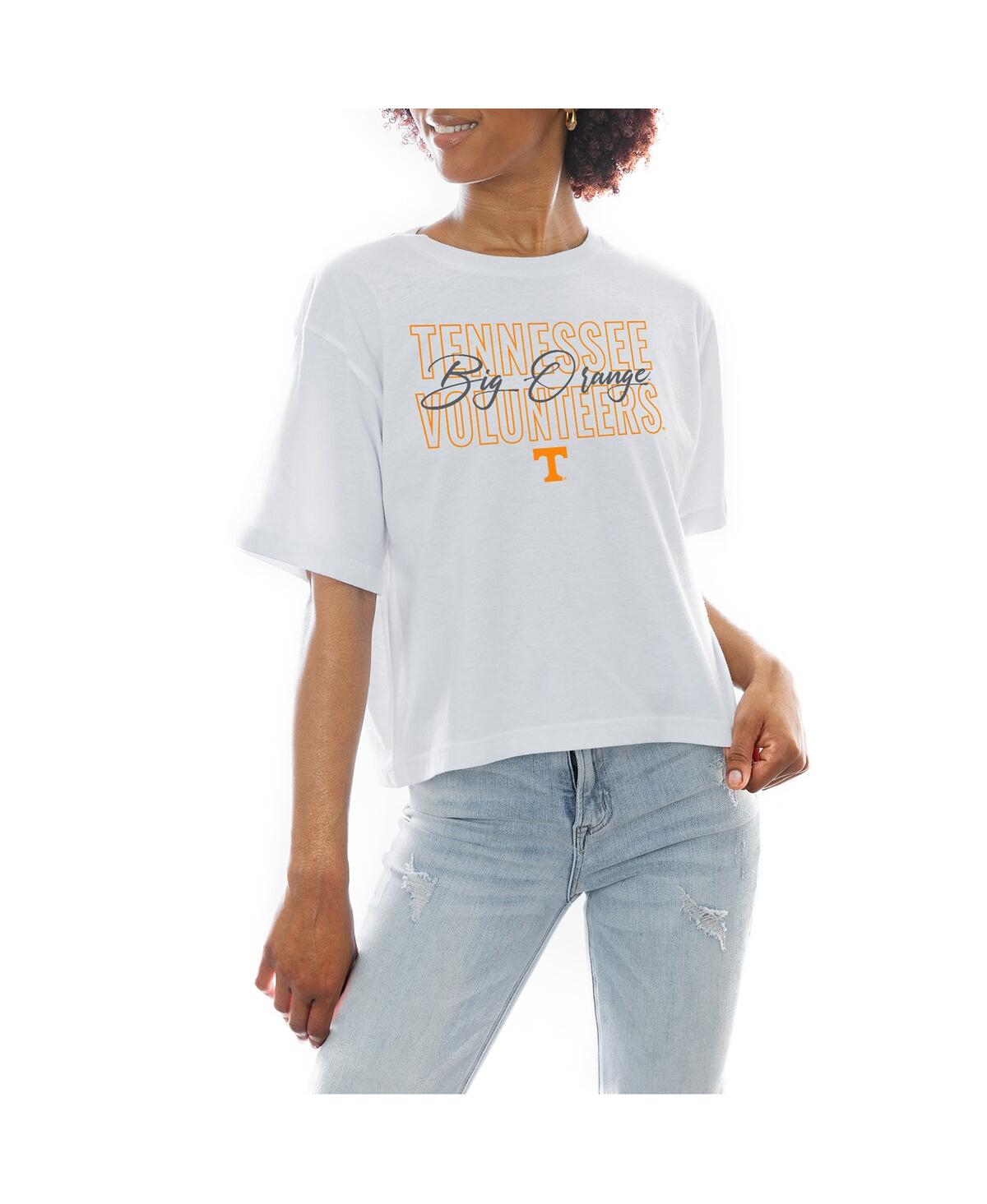 Gameday Couture Women's White Tennessee Volunteers Slogan Boxy Fit Cropped T-shirt