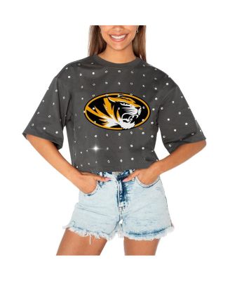 Gameday Couture - Women's Gray Missouri Tigers Go Time Rhinestone Crop T-shirt