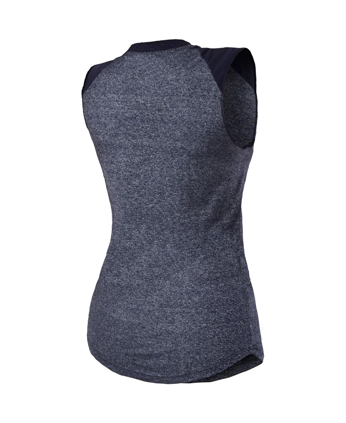 Majestic Threads Women's Navy Cleveland Indians Tri-blend Raglan Muscle Tank Top In Blue